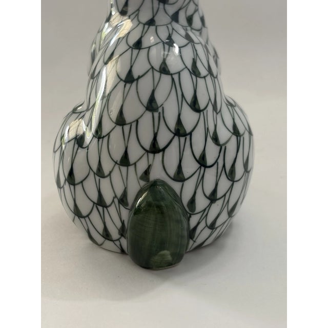 1990s Vintage Andrea by Sadek Porcelain Green White Hand Painted Bunny Rabbit Figurine For Sale - Image 5 of 6