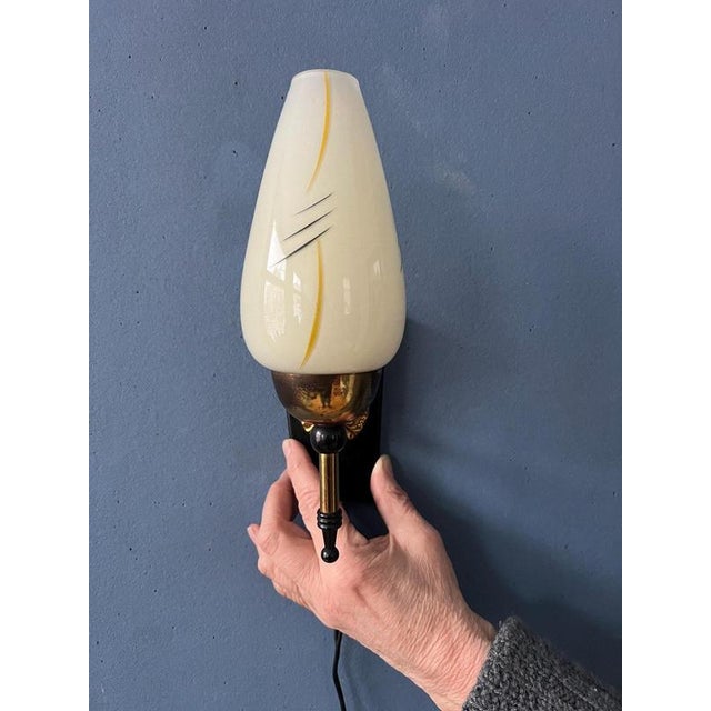 Goldenrod Mid-Century Glass Wall Sconce For Sale - Image 8 of 11
