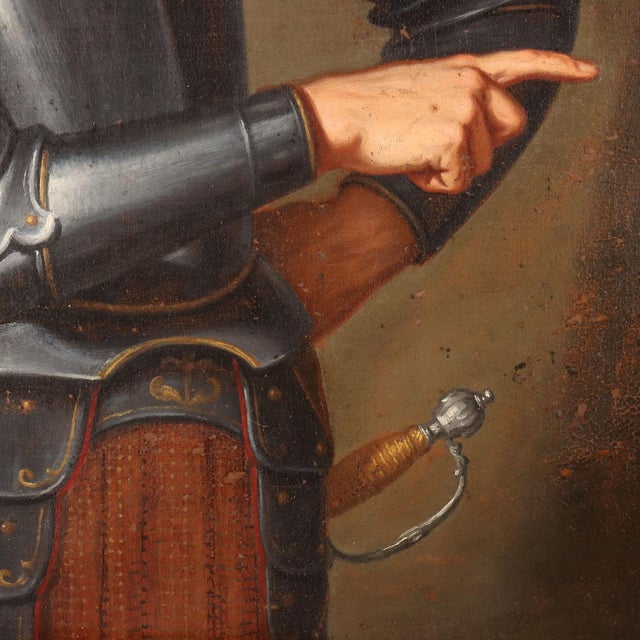 Portrait of a Man in Armor, Oil on Canvas For Sale - Image 6 of 11