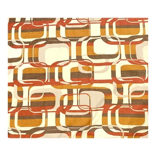 Mid Century Modern Geometric Chenille Jacquard Deadstock Fabric: 6 Yards For Sale
