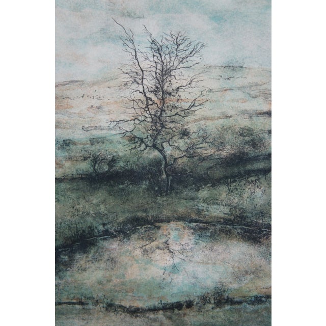 Printmaking Materials Bernard Gantner Reflets French Country Farmhouse Landscape Lithograph Print 30" For Sale - Image 7 of 11