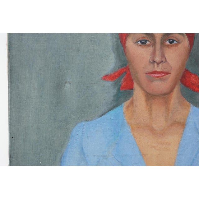 Belgian Artist, Expressionist Portrait of a Woman, 1950s, Oil on Canvas For Sale - Image 10 of 12