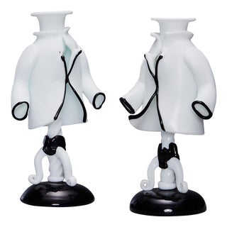 Candlesticks by Fulvio Bianconi for Venini, Murano, Italy, 1940, Set of 2 For Sale