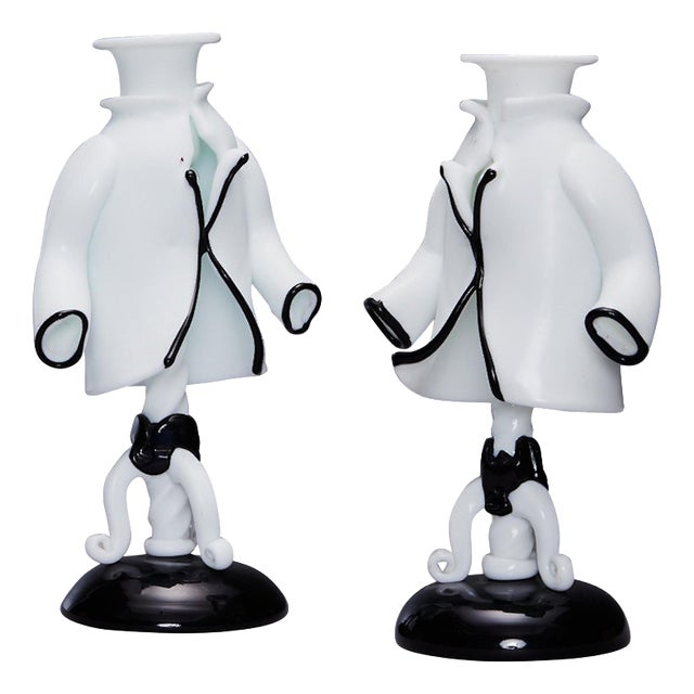 Candlesticks by Fulvio Bianconi for Venini, Murano, Italy, 1940, Set of 2 For Sale