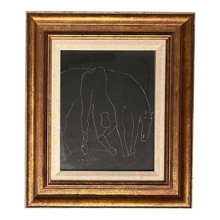 1970’s Original Marino Marini Abstract Horse & Figure Print in Vintage Frame For Sale