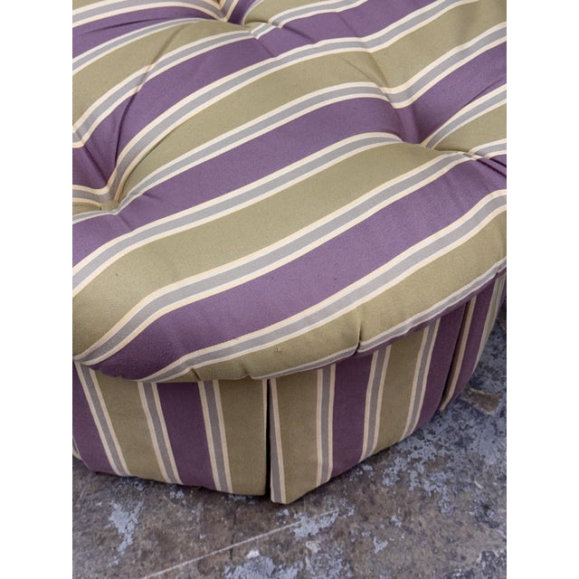 Sherrill Furniture Round Tufted Skirted Ottoman + Casters For Sale In San Francisco - Image 6 of 12