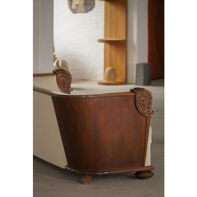 Antique Empire Style Sofa in Oak and Lamswool Upholstery, 1850s For Sale - Image 9 of 18