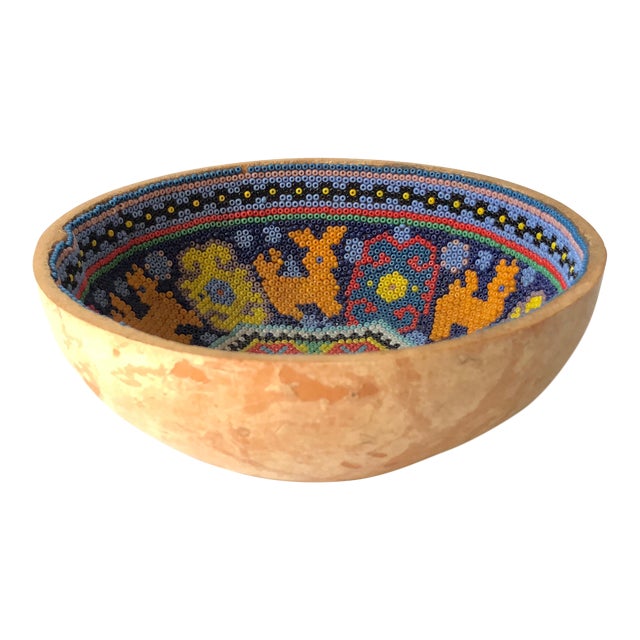Native American Beaded Gourd Bowl For Sale