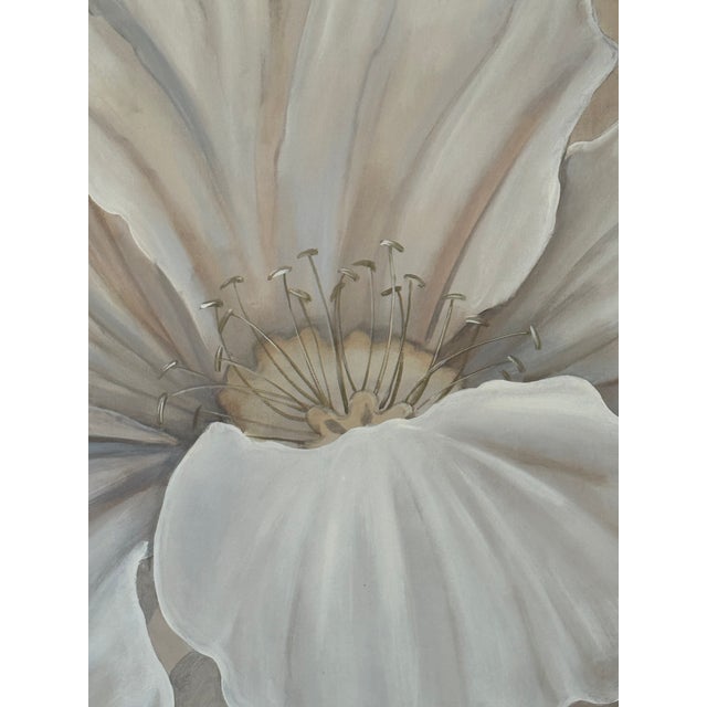 Georgia O'Keeffe 1980’s Sherry J Felix Large Acrylic on Canvas of a White Flower For Sale - Image 4 of 16