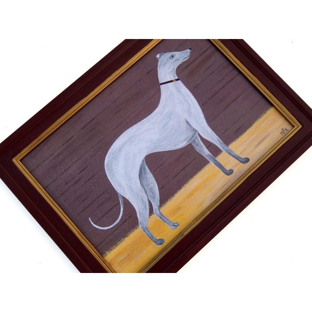 Contemporary Matt Rix, Naive Style Greyhound, Print, Framed For Sale - Image 3 of 8