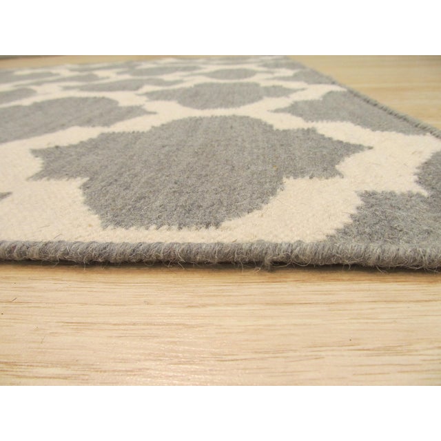 9x12 Selene Elena Gray Kilim Geometric Contemporary Flatweave Wool Carpet Rug For Sale - Image 4 of 5