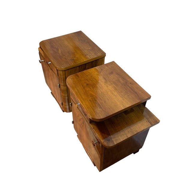 Art Deco Nightstands, Central Europe 1930s, Set of 2 For Sale - Image 6 of 13