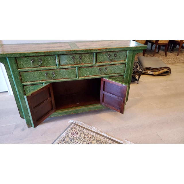 Neiman Marcus Solid Elm 9-Drawer "Zhang" Sideboard With Marble Top by David & Daniel Design For Sale - Image 4 of 9
