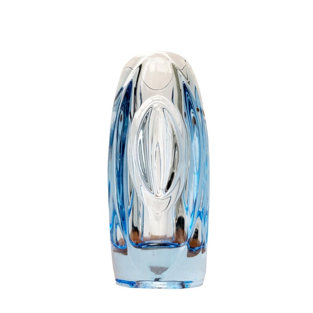 Mid-Century Model 914 Blue Glass Vase by Rudolf Schröter for Rosice, 1950s For Sale
