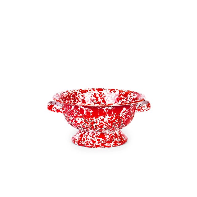 Crow Canyon Home Splatterware, Small Berry Colander in Red & White For Sale - Image 4 of 4