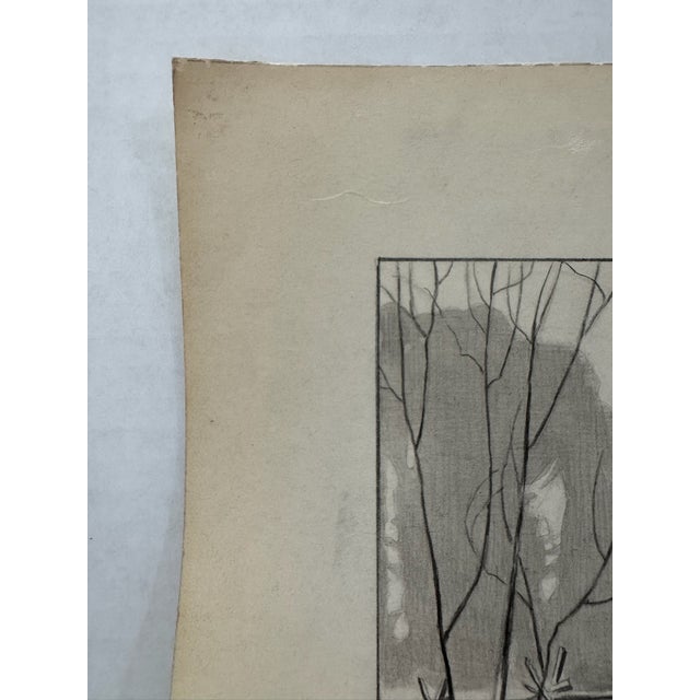 1940s 1940s Original Signed Graphite Illustration of Bird Dog and Hunter in Forest, 13.25 In. H × 11 In. W For Sale - Image 5 of 7