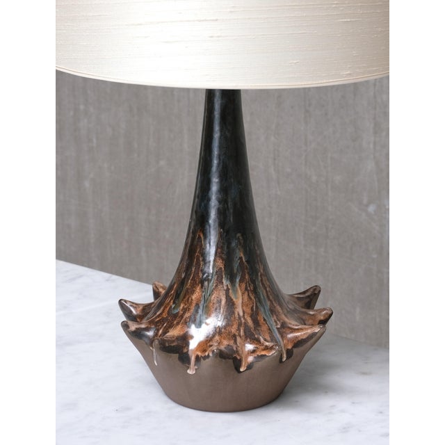 Sculptural Glazed Ceramic Table Lamp from Niels Preben Larsen, Denmark, 1967 For Sale - Image 4 of 12