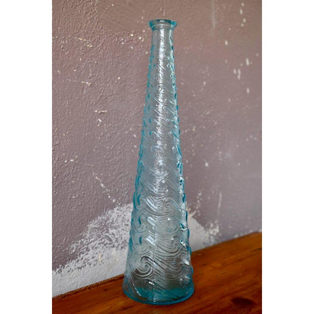 Boho Chic Blue Glass Bottle Vase from Empoli, 1960s For Sale - Image 3 of 6