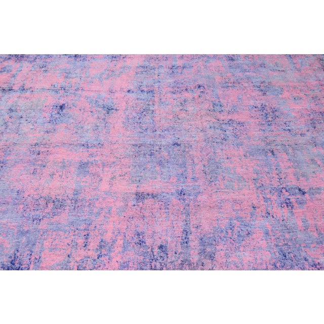 Shabby Chic Vintage Hand Knotted Organic Wool Fine Weave Rug,9'8"x13' For Sale - Image 3 of 7