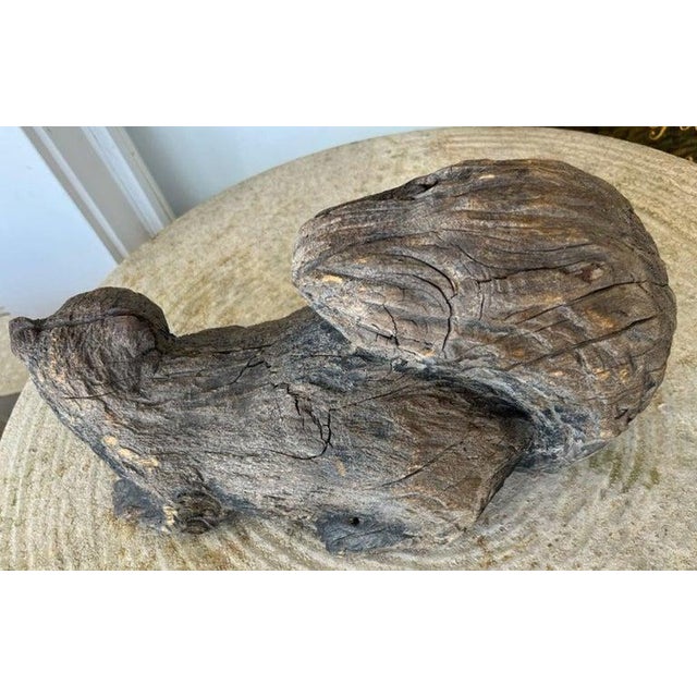 Folk Art Hand Carved Wood Folk Art Squirrel Sculpture For Sale - Image 3 of 9