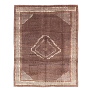 Vintage Turkish Kars Rug With a Modern Design in Shades of Brown and Ivory 7'7" X 10'4" For Sale
