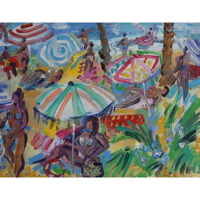 Yvon Grac, The Cros Dei Pin Beach at St. Jean Cap Ferrat, 1990s, Oil Painting on Canvas, Framed For Sale - Image 16 of 18