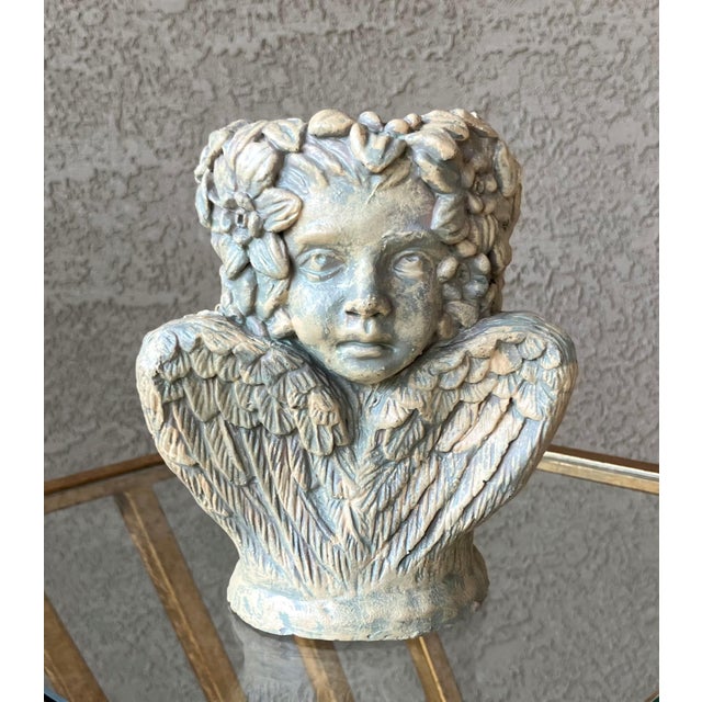 Late 20th Century Late 20th-Century Enchanting Châteaucore-Style Three-Faced Cherub Candle or Plant Holder For Sale - Image 5 of 18