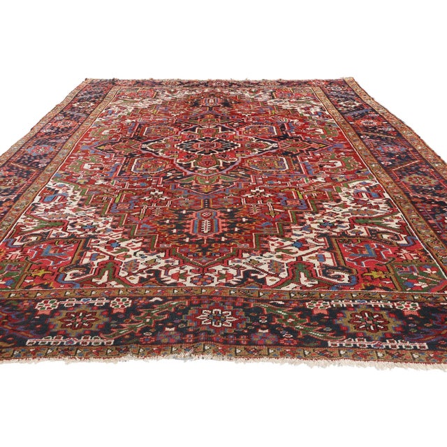Traditional Antique Persian Heriz Rug - 07'10 X 11'06. For Sale - Image 3 of 10