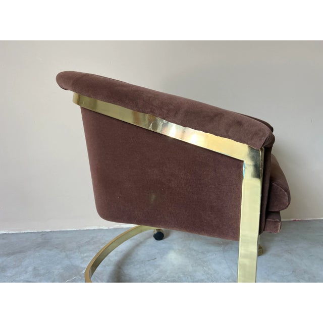 Milo Baughman for Design Institute of America Brass Desk / Club Chair With Casters For Sale - Image 12 of 12