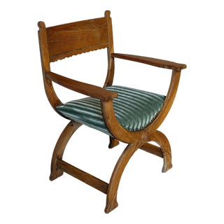 In Style of Henning Kjærnulf Brutalist Oak Kurul Armchair Danish Mid-Century Modern 1960s For Sale