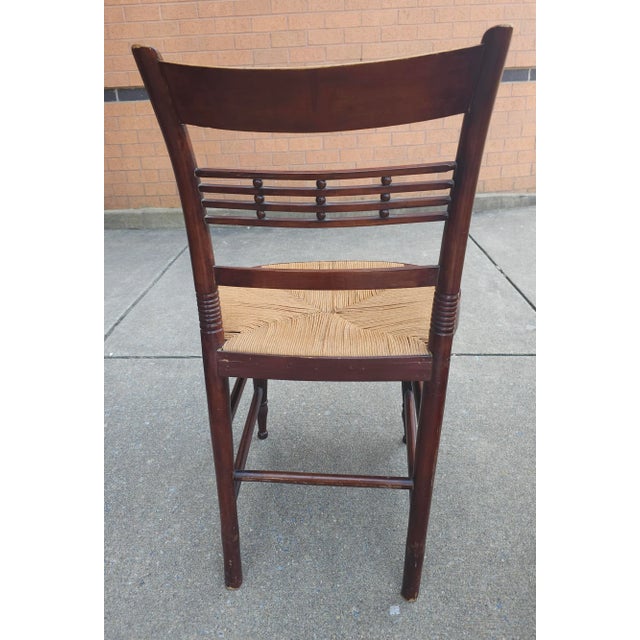 Wood 20th Century Victorian Style Rush Seat Side Chair For Sale - Image 7 of 8