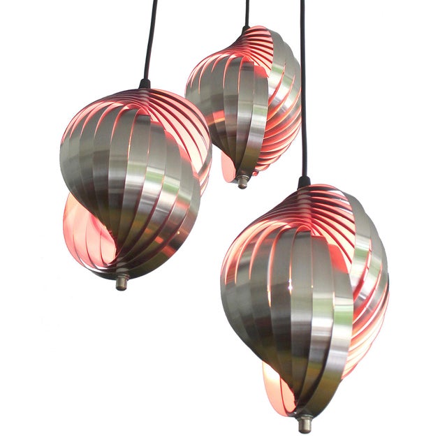 Silver Vintage Space Age Pendant Light from Lyfa, 1970s For Sale - Image 8 of 12