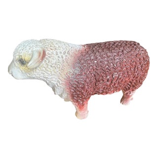 1940s Hereford Bull Chalkware Statue/Coin Bank Omaha, Nebraska For Sale