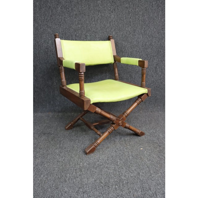 Modern Walnut Carved Director's Chair For Sale - Image 3 of 7