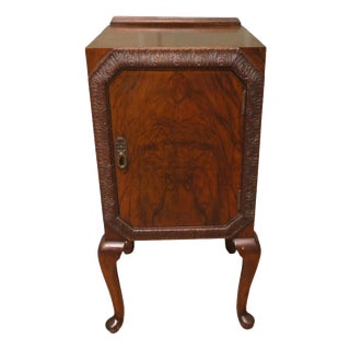 Art Deco Walnut Bedside Cabinet on Cabriole Legs, 1900 For Sale