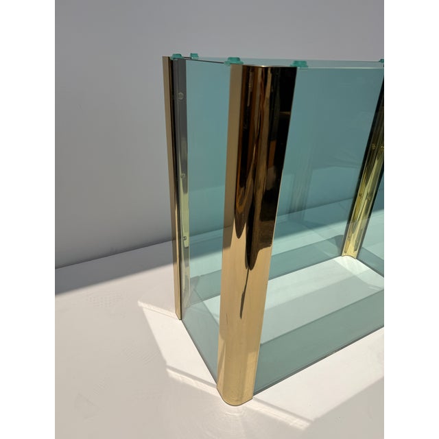 1970s Leon Rosen for Pace Collection Glass and Brass Dining Table For Sale - Image 11 of 12