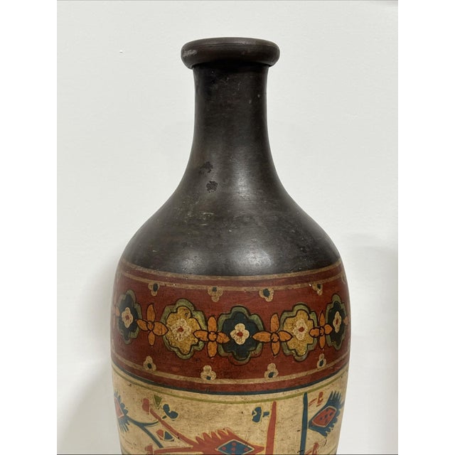 Vintage, large Spanish hand-painted terracotta vase.