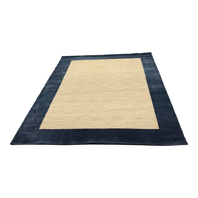 7ft11in × 10ft Pottery Barn Teen Classic Wool Border Area Rug For Sale