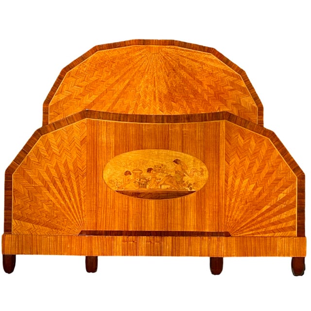 French Art Deco Inlaid Double Bed, 1930s For Sale - Image 14 of 16