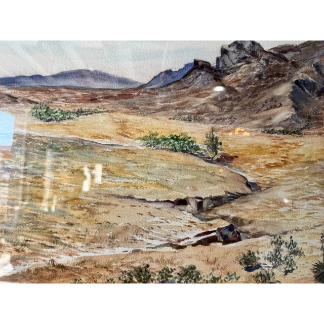 1980s Vintage Desert Landscape Watercolor Painting by Joe Yeager – Framed For Sale - Image 9 of 12