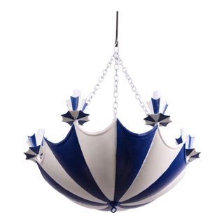 Vintage Umbrella-Shaped Chandelier With Six Lamp Holders For Sale