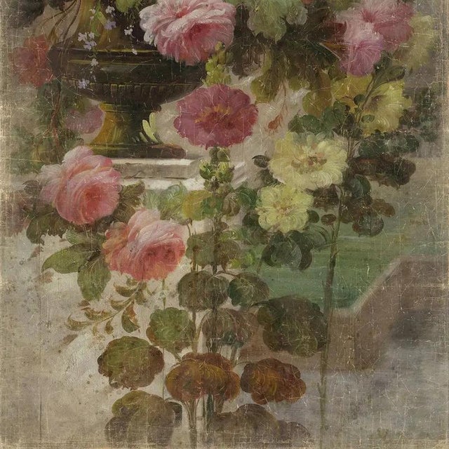 Panoramic Floral Wall Decor on Canvas, 19th Century For Sale - Image 5 of 7