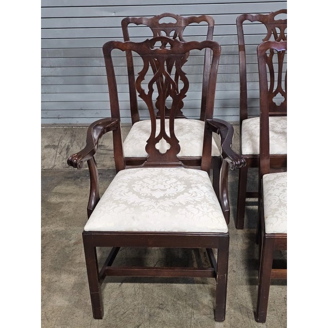 Statton Furniture Set of 6 Late 20th Century Statton Chippendale Solid Cherry Dining Chairs Old Towne Maryland Made For Sale - Image 4 of 14