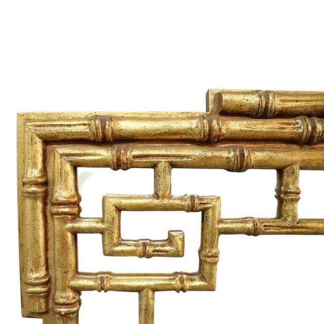 Italian Italian Aesthetic 47" Faux Bamboo Gilt Wood Mirror With Greek Key Elements C1930 For Sale - Image 3 of 8