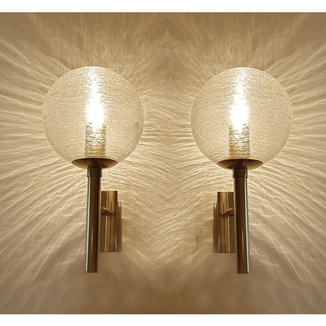 Mid-Century Modern Vintage Brutalist Glass Sconces from Doria Leuchten, Germany, Set of 2 For Sale - Image 3 of 18