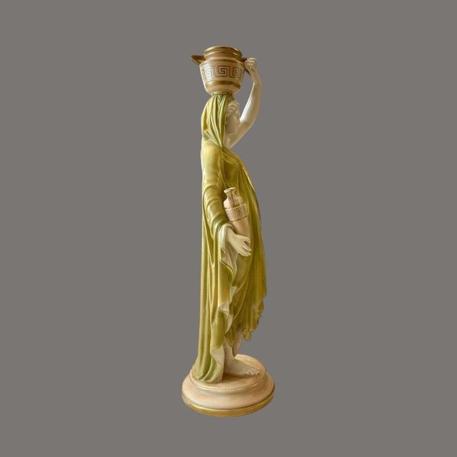 Porcelain Classical Maiden with Water Pot and Jug from Royal Worcester For Sale - Image 3 of 11