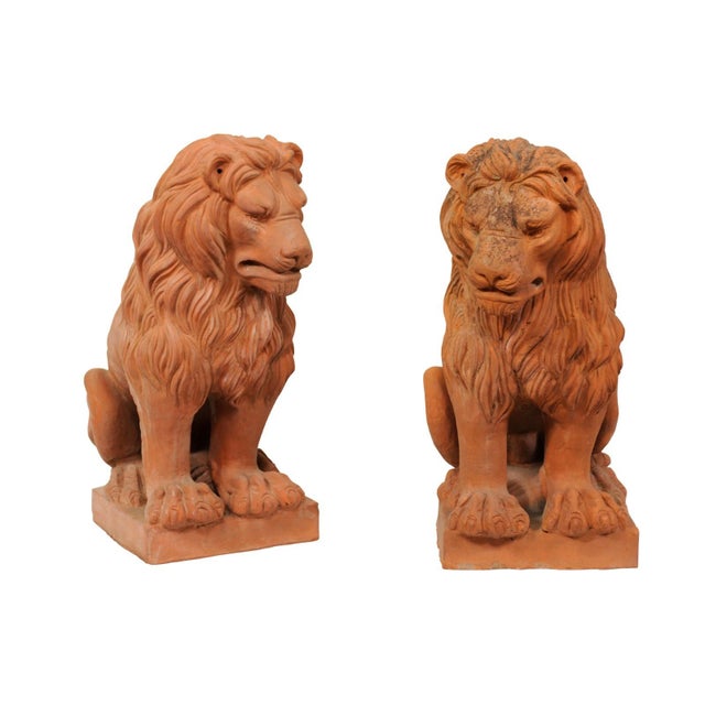 Mid 20th Century Pair of French Snarling Lions, 2 Ft Tall For Sale - Image 9 of 10