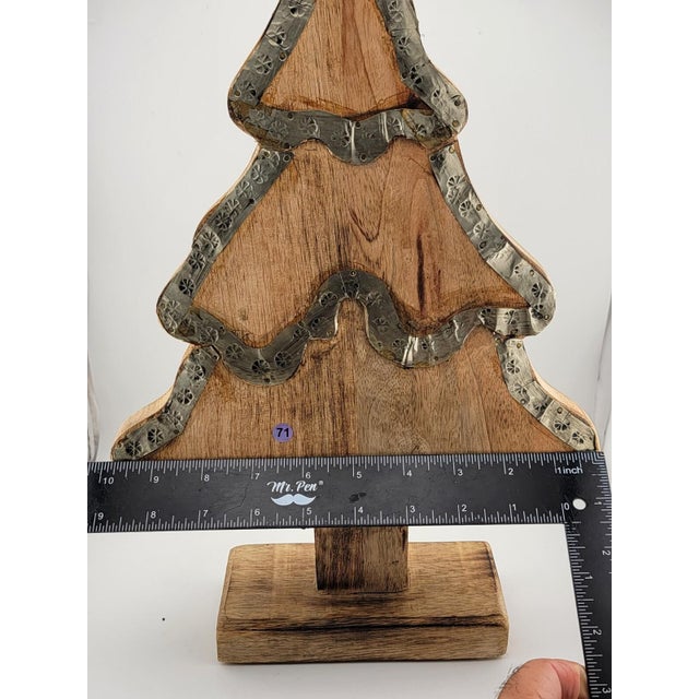 Vintage Table Top Wood Carved Christmas Tree. Solid Wood. 15 In Tall X 10In Wide For Sale - Image 9 of 10