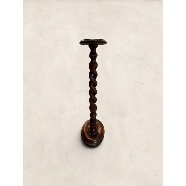 English Vintage English Large Barley Twist Wooden Plant Stand For Sale - Image 3 of 8