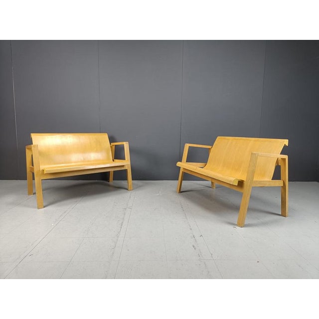 1960s Mid-Century Plywood Benches by Alvar Aalto, 1960, Set of 2 For Sale - Image 5 of 13